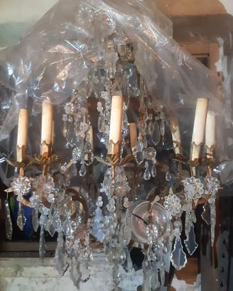 Lampadario antico gocce cristallo 1800
