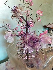 due composizioni  di fiori artificiali  artigianal
