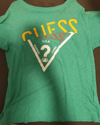 T-shirt Guess verde con logo triangolo taglia L