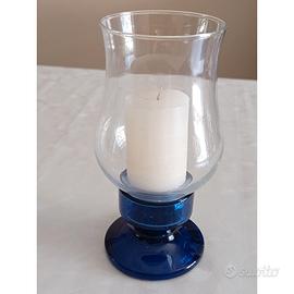 Portacandela blu decorativo candela inclusa 