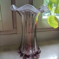 Vaso portafiori vintage vetro lavorato a mano