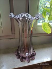 Vaso portafiori vintage vetro lavorato a mano