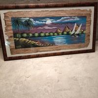 Quadro in papiro 95x55 paesaggio egiziano