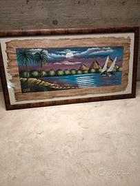 Quadro in papiro 95x55 paesaggio egiziano