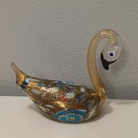 Cigno in vetro di Murano con avventurina – 12 cm