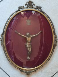 Crocefisso Antico teca vetro bombato