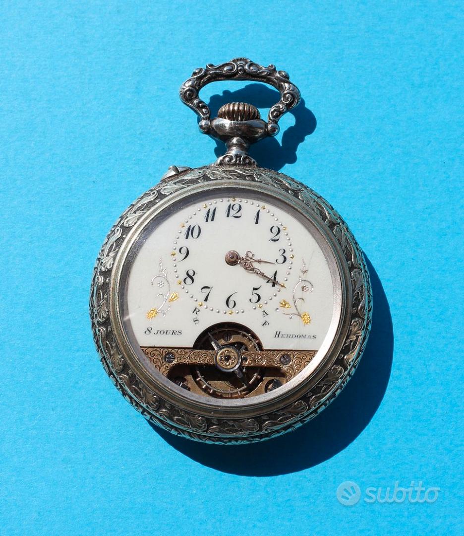 Orologio da tasca belga anno 1910 marca HEBDOMAS 8 giorni