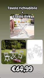 Tavolo richiudibile con 4 Sedie Richiudibili