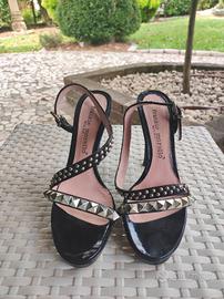 Sandali neri con borchie, Made in Italy 🇮🇹