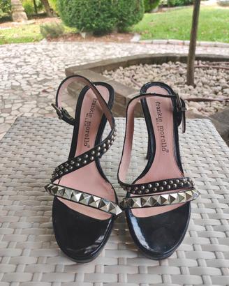 Sandali neri con borchie, Made in Italy 🇮🇹