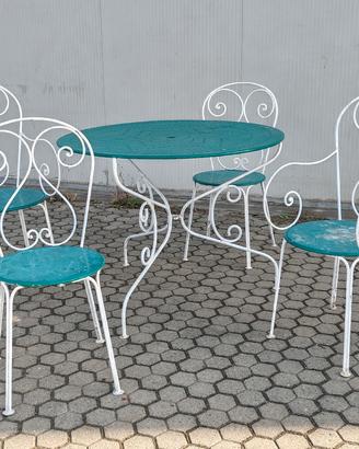 Set da giardino in ferro battuto anni '50