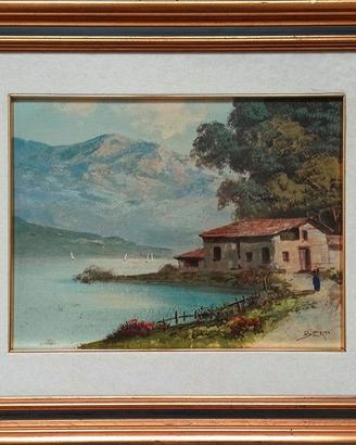 Quadro casa sul lago
