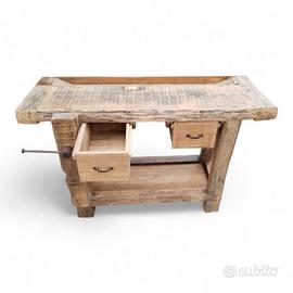 Banco da lavoro  rovere antico con portaminuterie