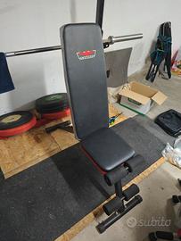 Dischi bumper 195kg + semirack + pedana + panca