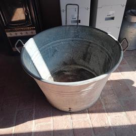 bacinella in metallo zincato vintage