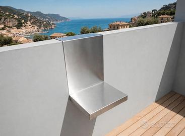 TAVOLINO BALCONE  INOX SU MISURA PER PARAPETTI
