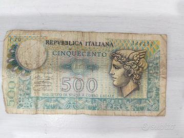 banconote 500 lire 1974 "mercurio"