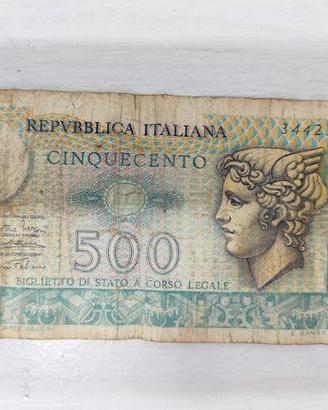 banconote 500 lire 1974 "mercurio"