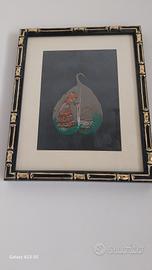 Quadro  Antico con   Foglia di Papiro 