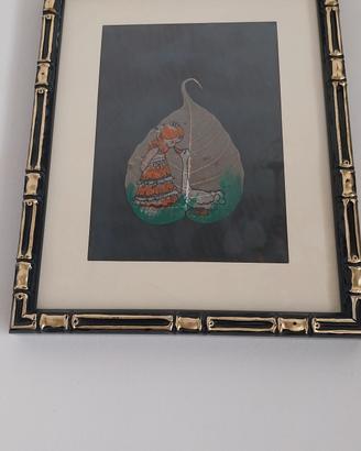 Quadro  Antico con   Foglia di Papiro 