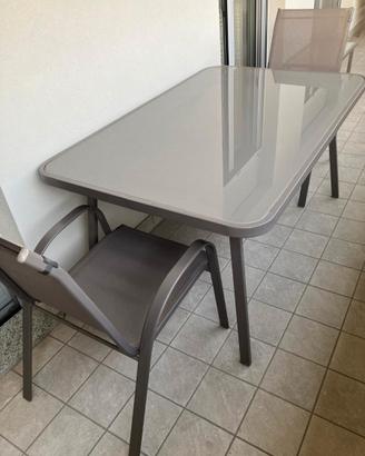 Set Tavolo da Esterno 150x95 cm + 4 Sedie Allum.