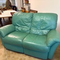 Divano 2 posti in vera pelle verde