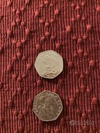 Due monete da 50 pence, 2017, al miglior offerente