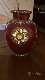 Vaso decorativo vintage in ceramica bordeaux