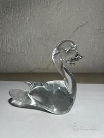 Cigno piccolo trasparente in cristallo da collezio