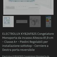 congelatore da incasso nuovo ELECTROLUX.