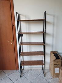 Scaffale libreria industrial legno e acciaio