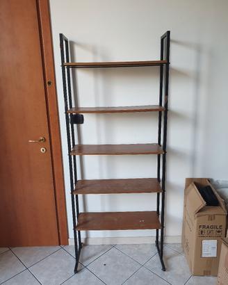 Scaffale libreria industrial legno e acciaio