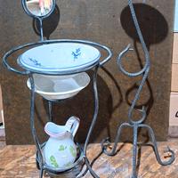 Set ferro battuto, mini lavamani e portacandela 