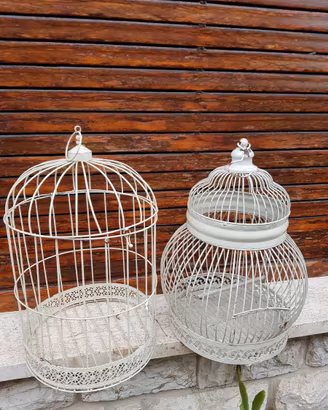 COPPIA DI VOLIERE DECORATIVE ORNAMENTALI D'ARREDO