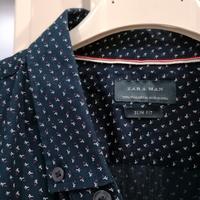 Camicia Zara Man Slim Fit Tg L con fantasia - Blu