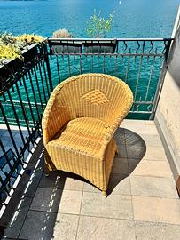 Poltrona in vimini vintage da balcone / giardino