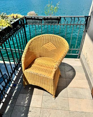 Poltrona in vimini vintage da balcone / giardino