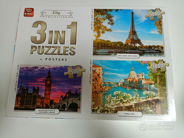Scatola con 3 puzzle diversi