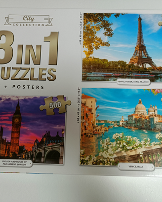 Scatola con 3 puzzle diversi