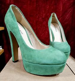 SCARPE VERDI SCAMOSCIATE CON TACCO