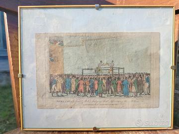 Quadro antica incisione cornice Inghilterra boxe