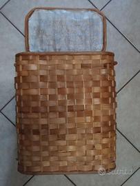 Cesta per biancheria Vintage in vimini e coperchio