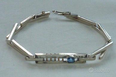 Bracciale argento e acquamarina- design -