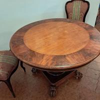 Tavolo intarsiato antico con n. 6 sedie imbottite