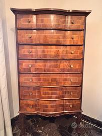 Settimino vintage in legno intarsiato – 7 cassetti