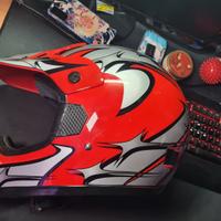 Casco da Motocross CAN Rosso e Argento