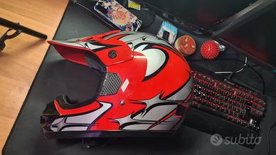 Casco da Motocross CAN Rosso e Argento
