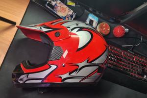 Casco da Motocross CAN Rosso e Argento