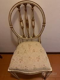 Elegante sedia stile Luigi XVI laccata avorio/oro