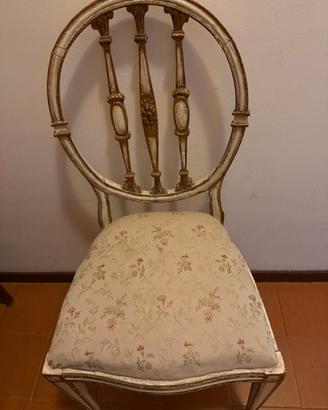 Elegante sedia stile Luigi XVI laccata avorio/oro